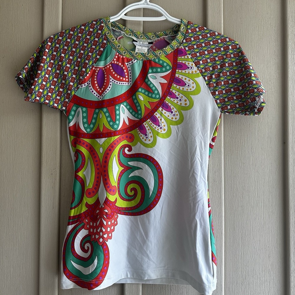 Trina Turk Carnaval Swimwear Top Rash Sun Guard Women's Small Swimwear Colorful